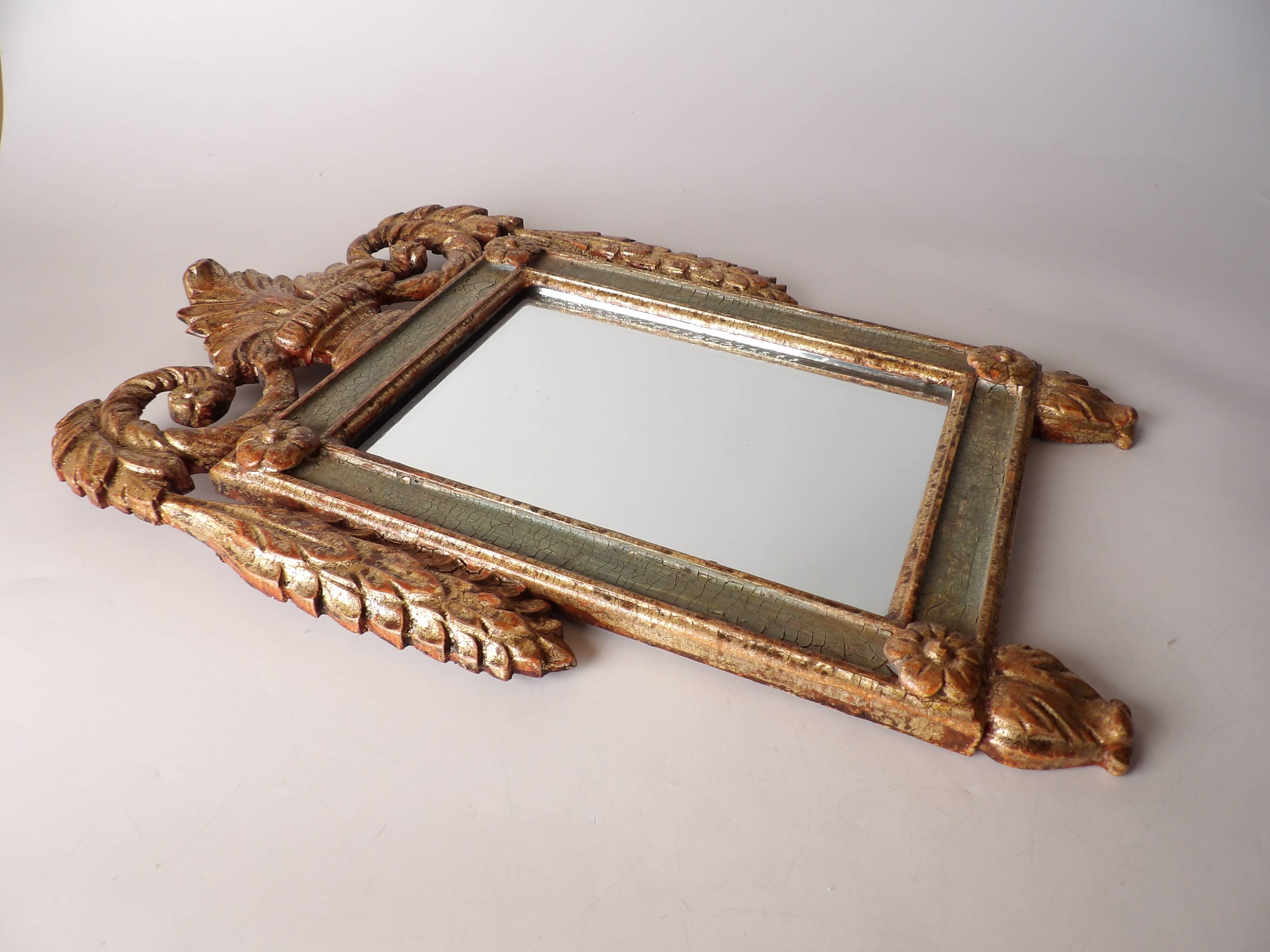 Hand carved wooden mirror