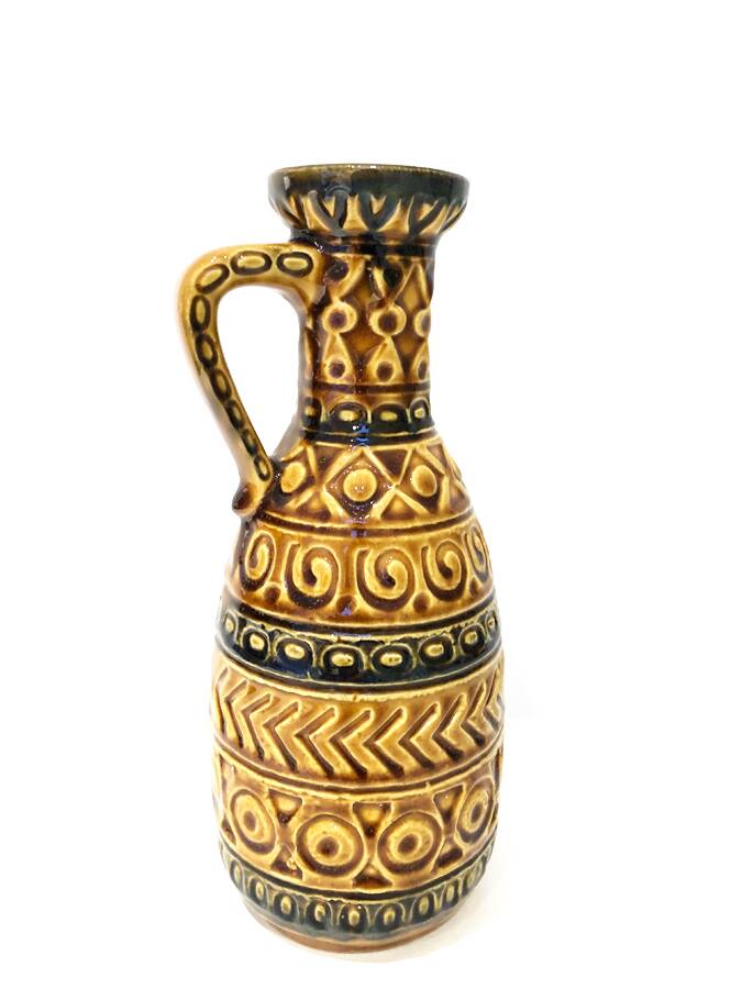 Vase en céramique West Germany ocre et brun – années 70