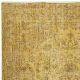 Vintage Handmade Medallion Design Rug Overdyed in Yellow for Modern Interiors