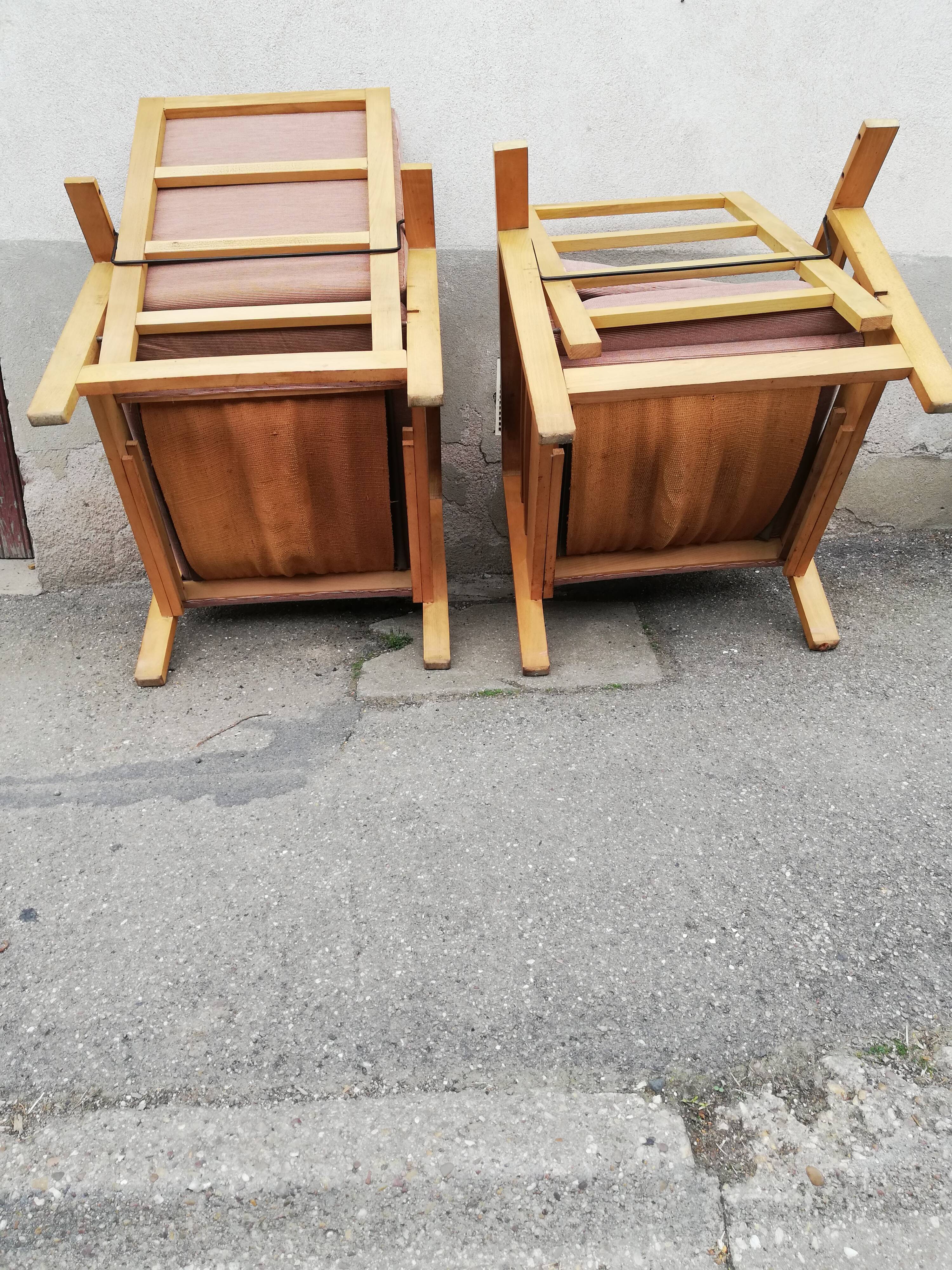 Pair of armchairs year 50 adjustable back