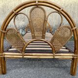 Single rattan and peacock cane bed