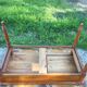 Old farmhouse table louis Philippe style in solid cherry with turned feet.