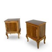 Tables de chevet italiennes en placage de noyer du milieu du siècle, années 1960.