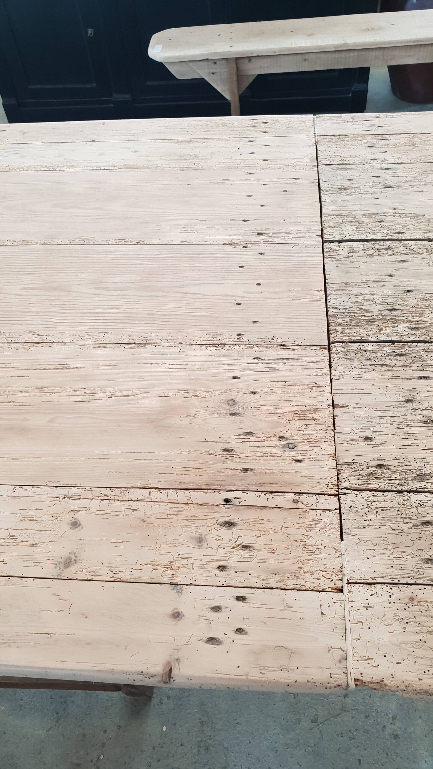 Old table on trestles