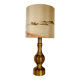Vintage turned wood lamp, silk lampshade