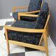 Black velvet-like fabric chairs in beech frame 1960s