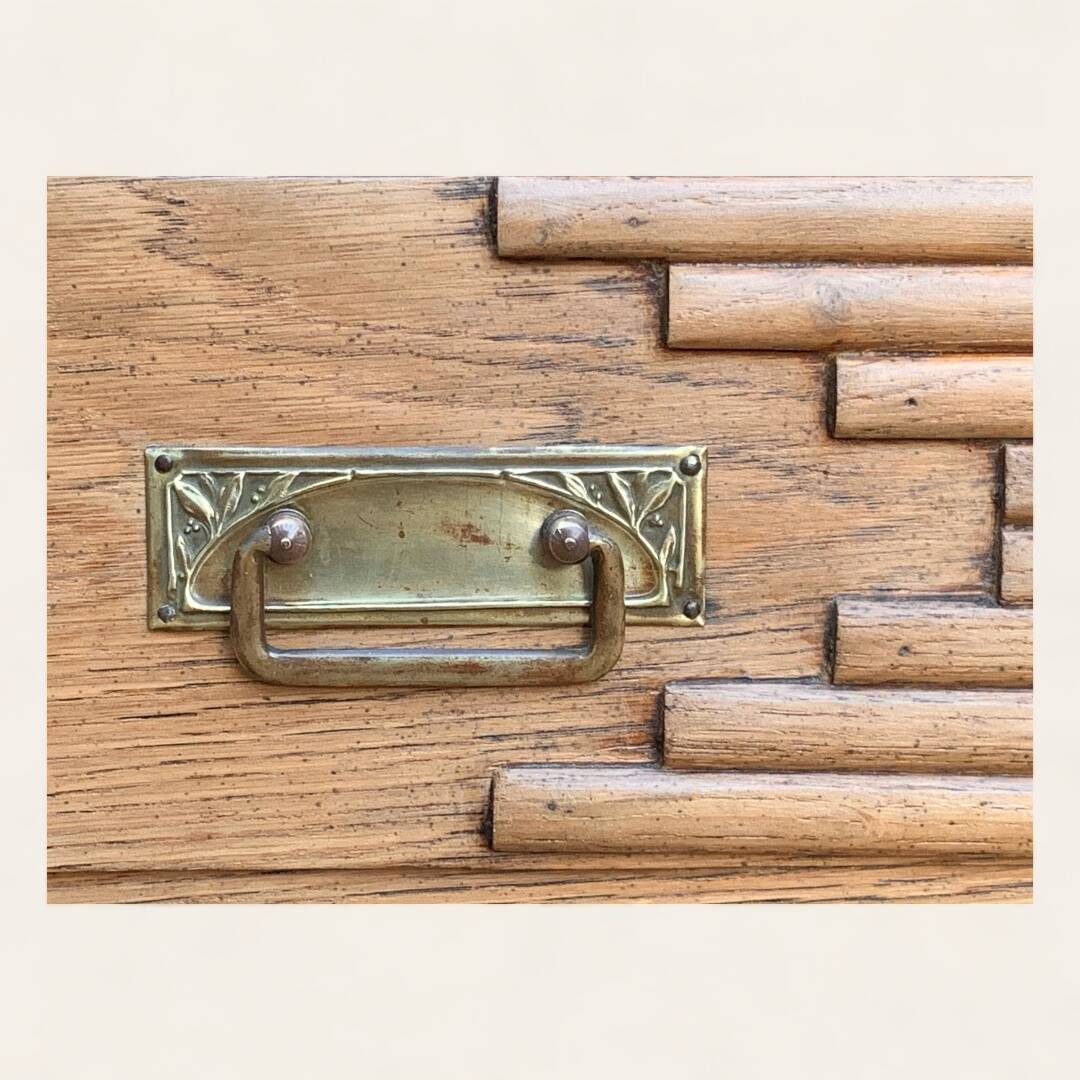 Parisian art deco glass cabinet in raw wood
