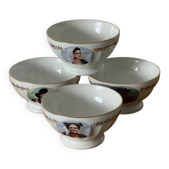 4 old Breton porcelain bowls