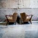 Ensemble de 2 chaises cocktail vintage / siège simple / fauteuils