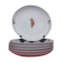 6 assiettes porcelaine basque décor piments et cerises