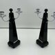 Art Deco Candlesticks in Black Lacquer, Oak & Nickel, Netherlands, 1930s, Set of 2