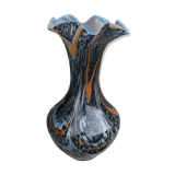Old clichy glass vase with jasped multicolored collar
