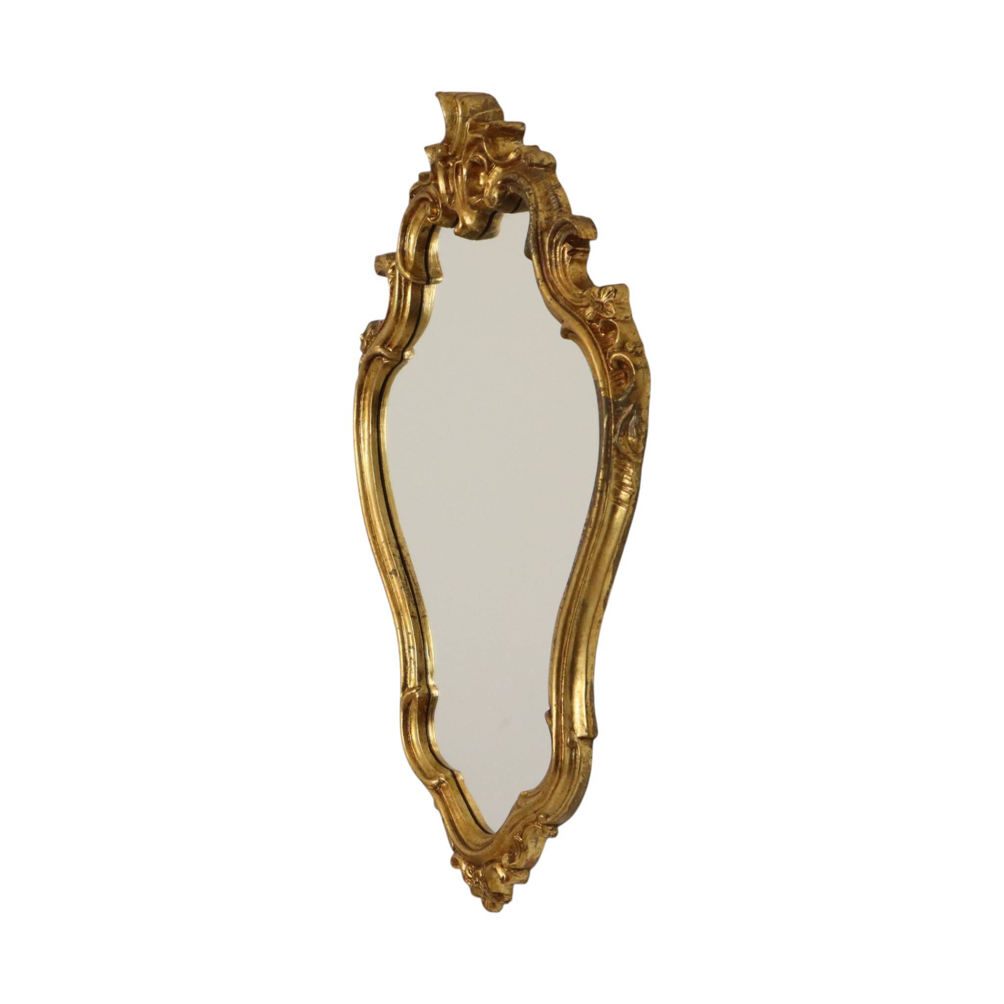 French Baroque-style gold-leaf gilded mirror with crest, 71 cm