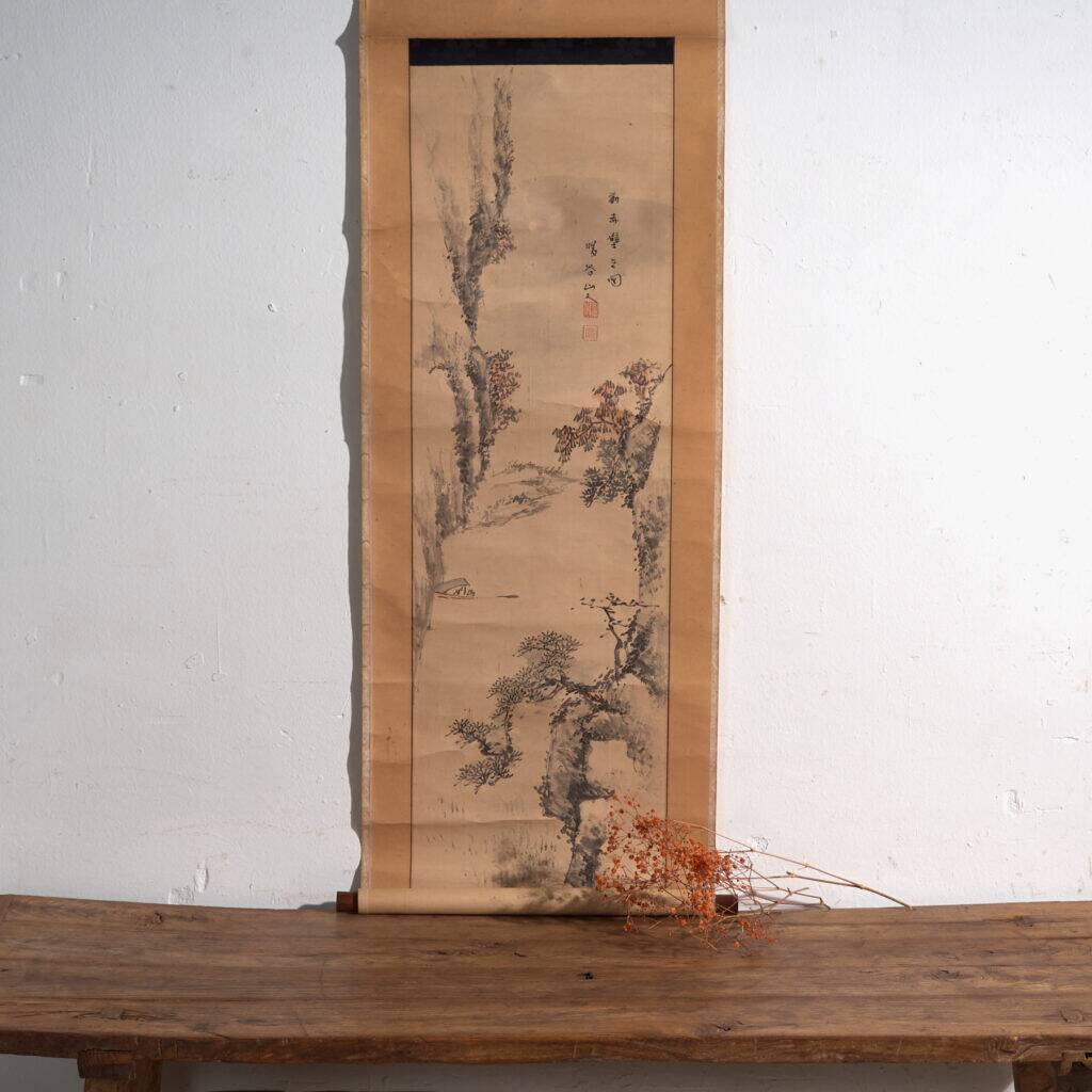 Kakejiku, ancient Japanese landscape in ink on paper – Japan, around 1900.