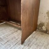 Brutalist desk in elm, signed Aranjou.