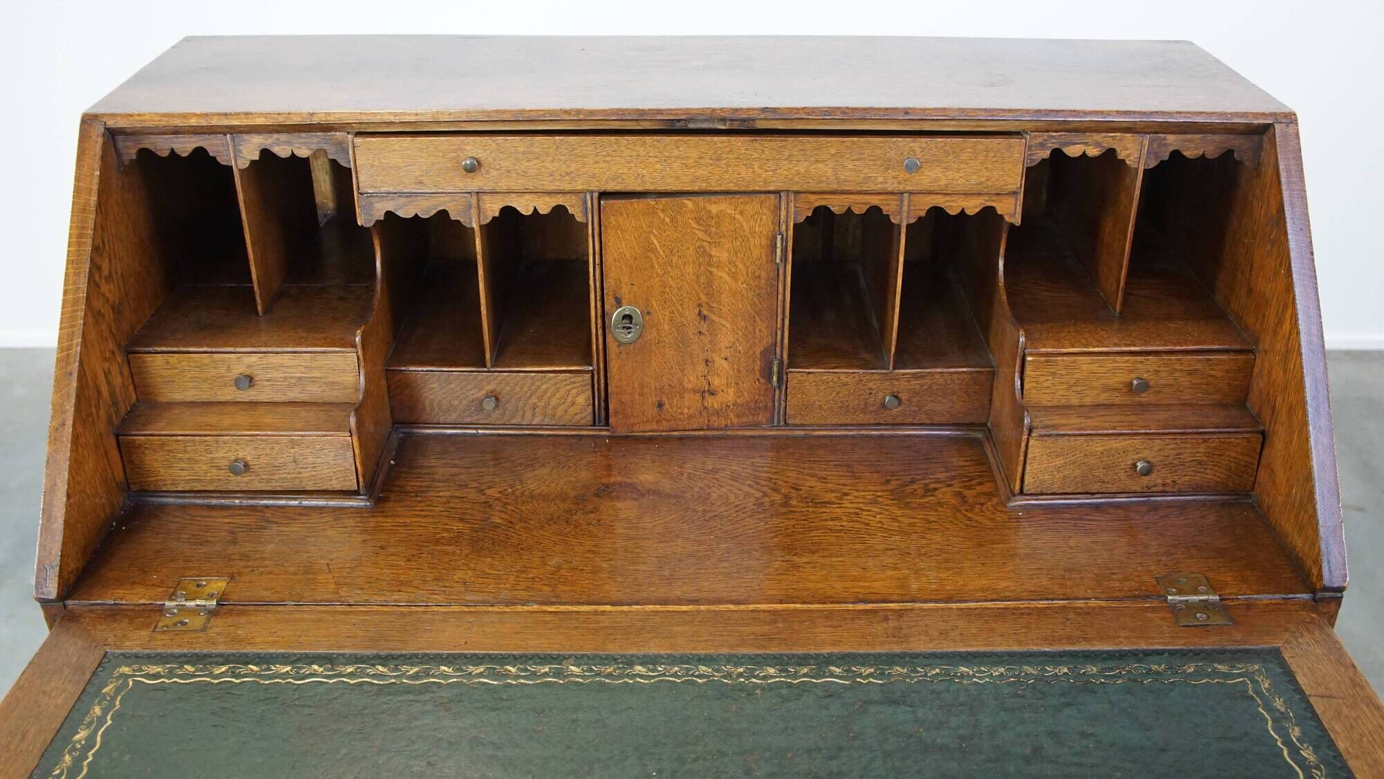 Large antique English oak secretaire from the 18th century