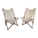 Chaises de jardin vintage en bois et toile blanche