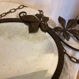 Oval wall mirror art nouveau wrought iron 69x35cm