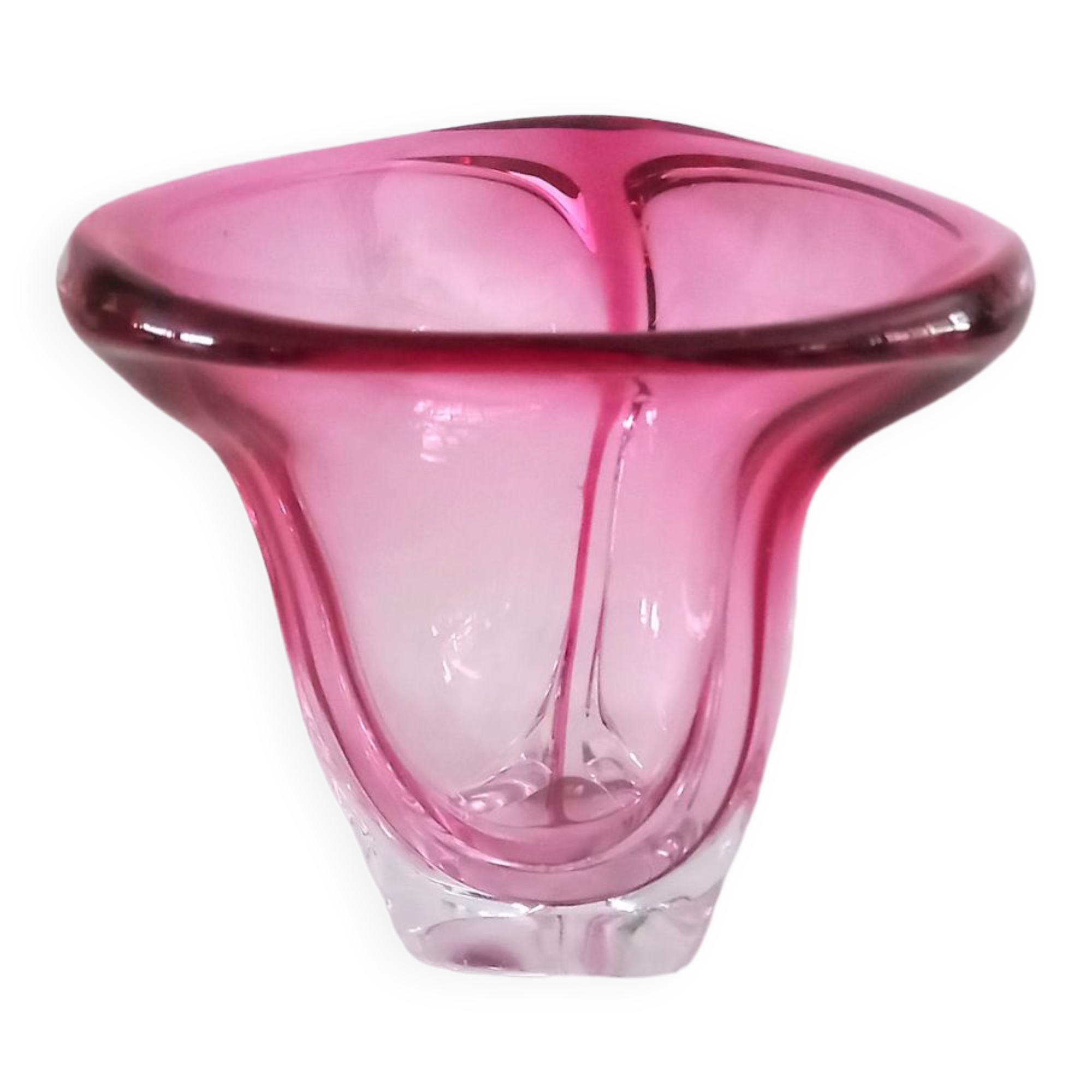 Vase Studio Cristal de Val st Lambert in Rose Cranberry