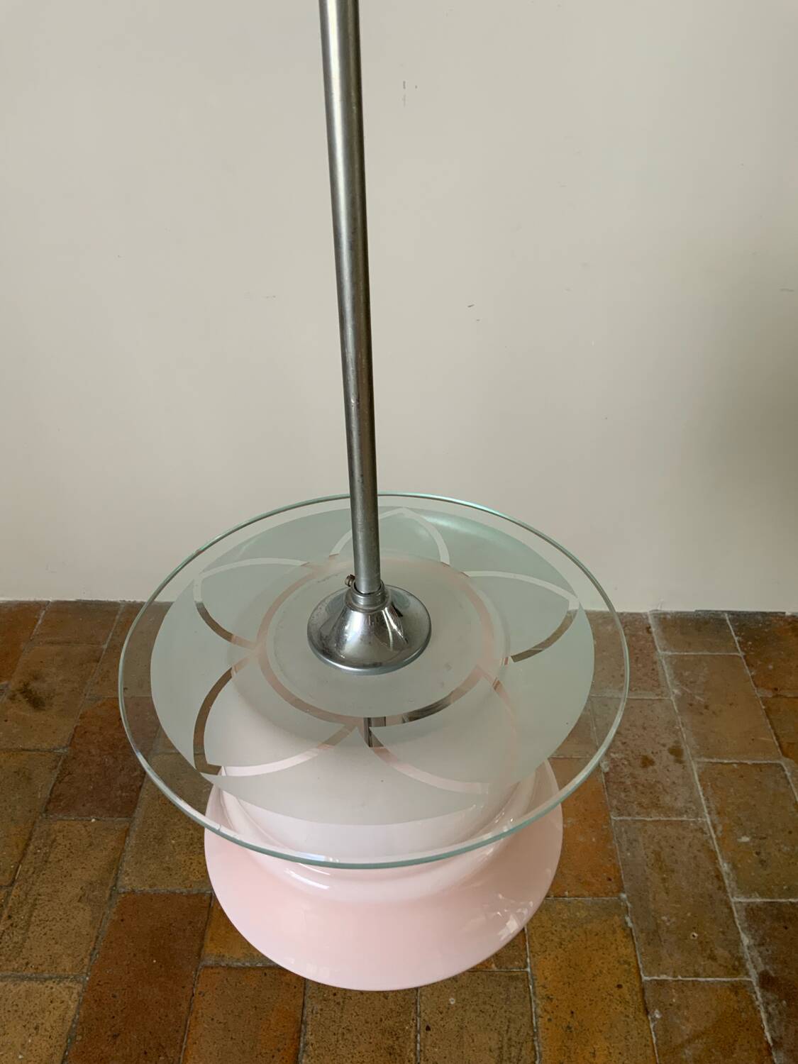 Pink opaline pendant light