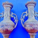 Cassolettes pair of vases candle holder regule bronze marble pendulum trim nineteenth n°1