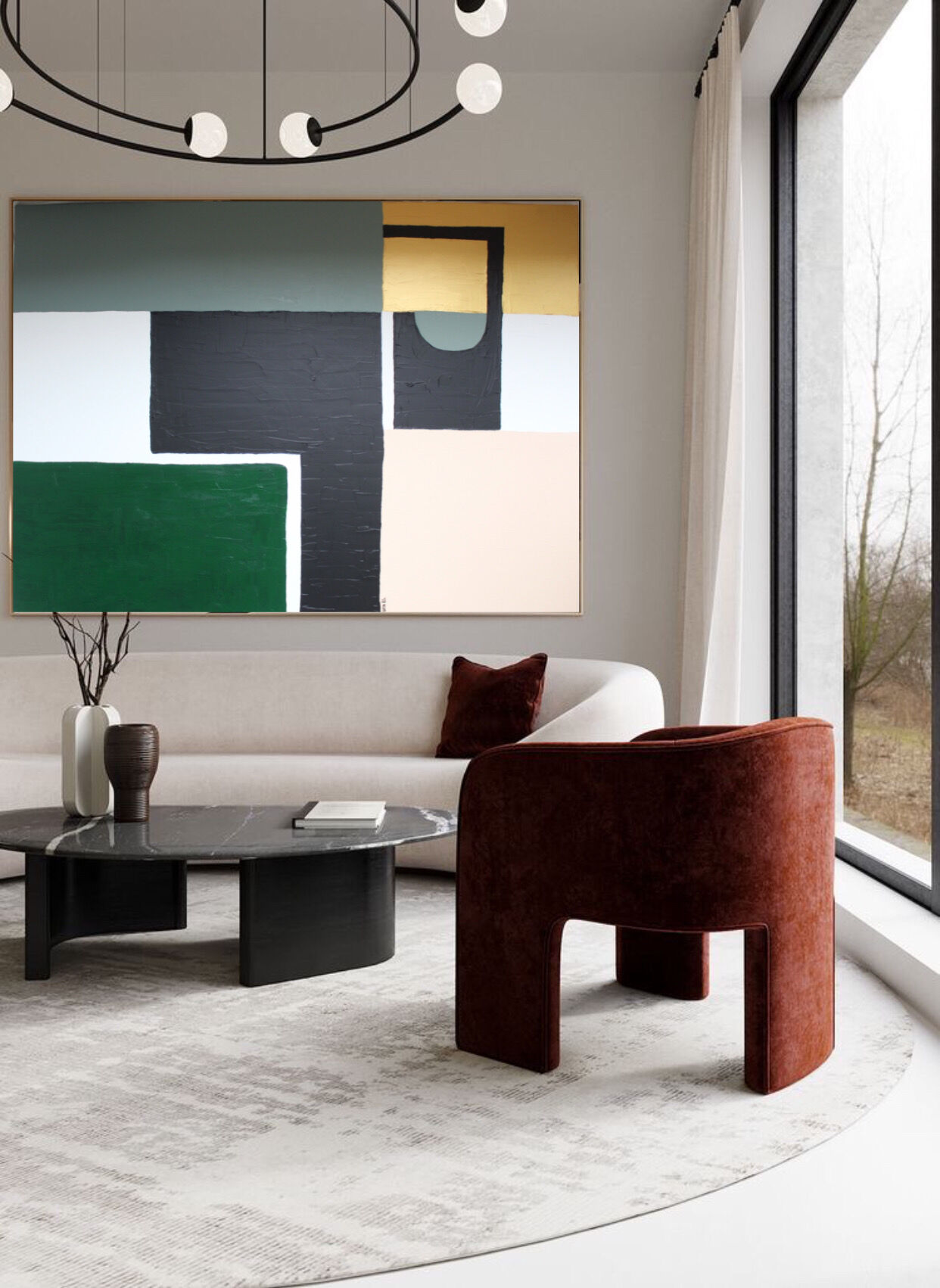 Large abstract acrylic painting for living room 116x97cm