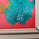Painting Siv Holme 1971 / African Man Playing a Drum