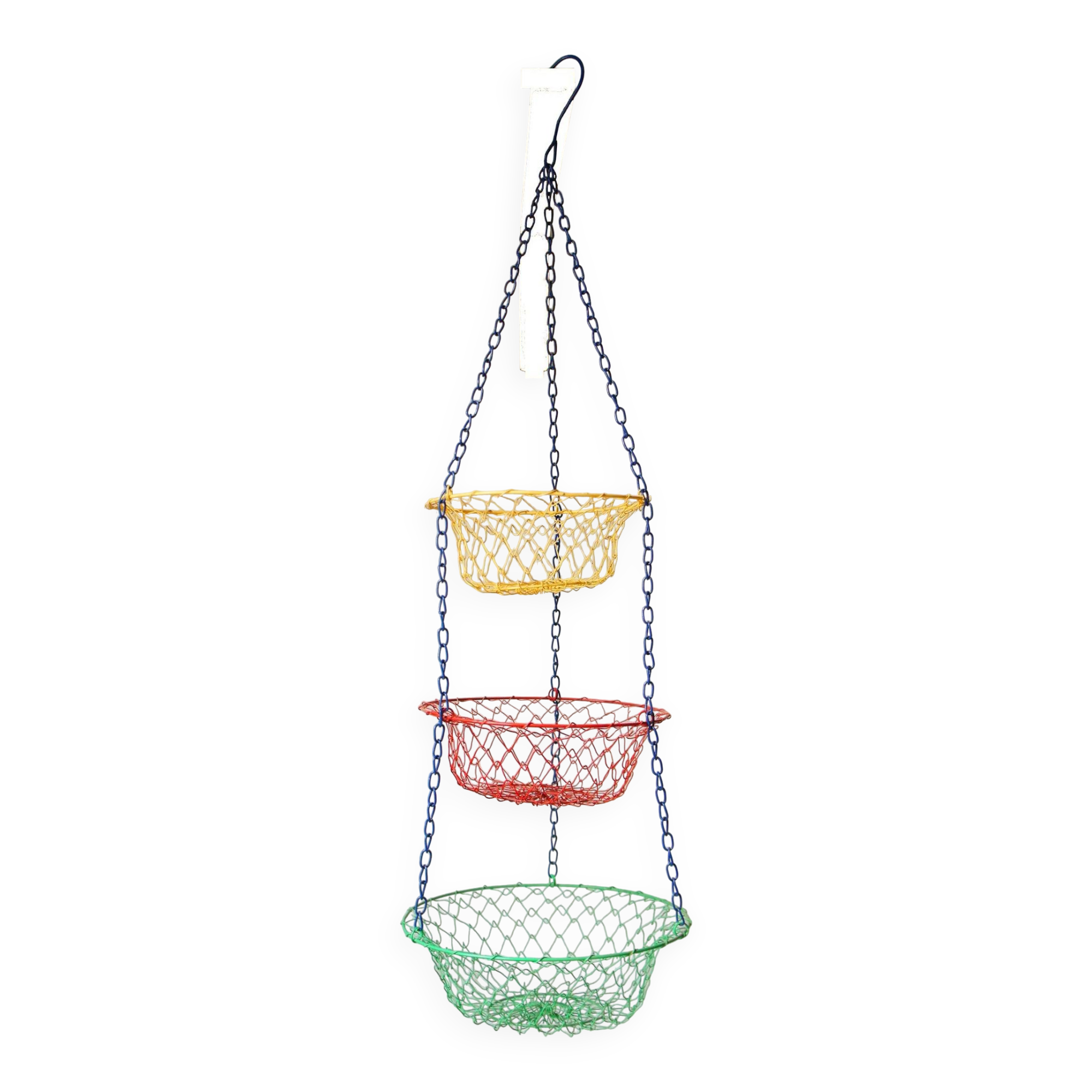 Suspension of 3 metal fruit baskets, circa 1980