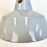 Industrial grey enamel factory pendant lamp, 1960s