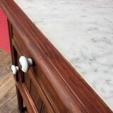 White marble and pitch pine bedside table