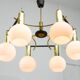 Mid-Century Modern Italian Brass and Opaline Chandelier