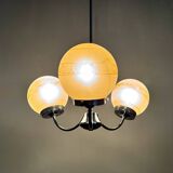 Lustre en chrome et verre dépoli des années 1950