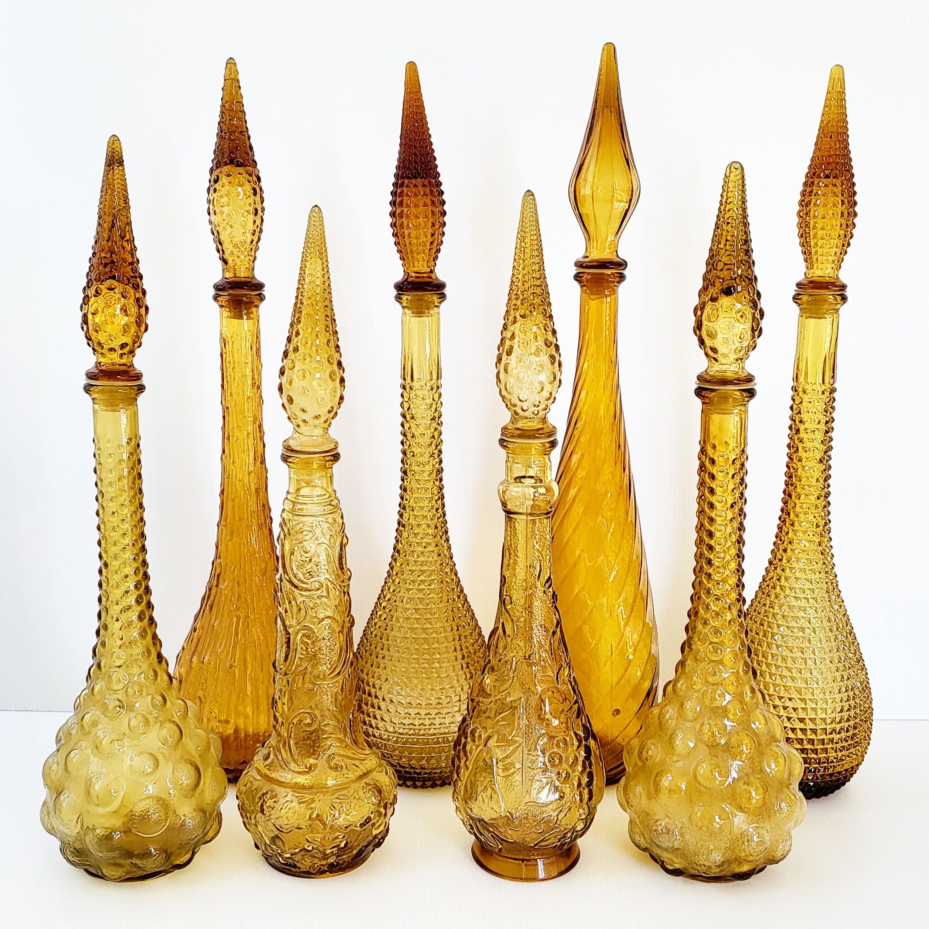 Set of 21 vintage Empoli decanters