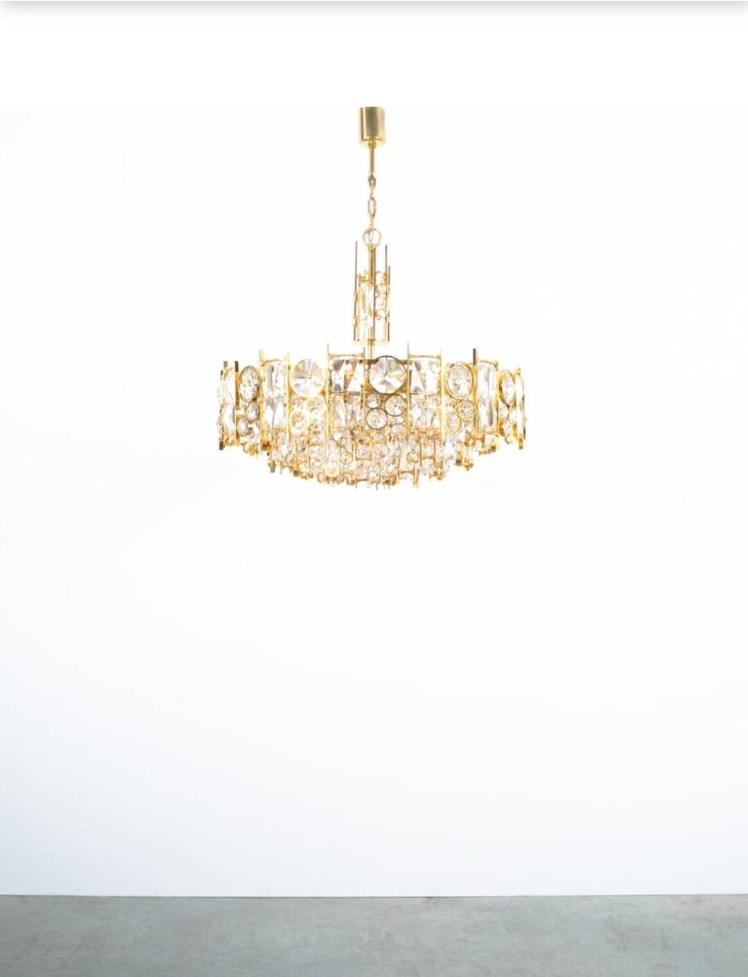 Exceptional 7-light chandelier - high-end Palwa - Gold-plated brass f