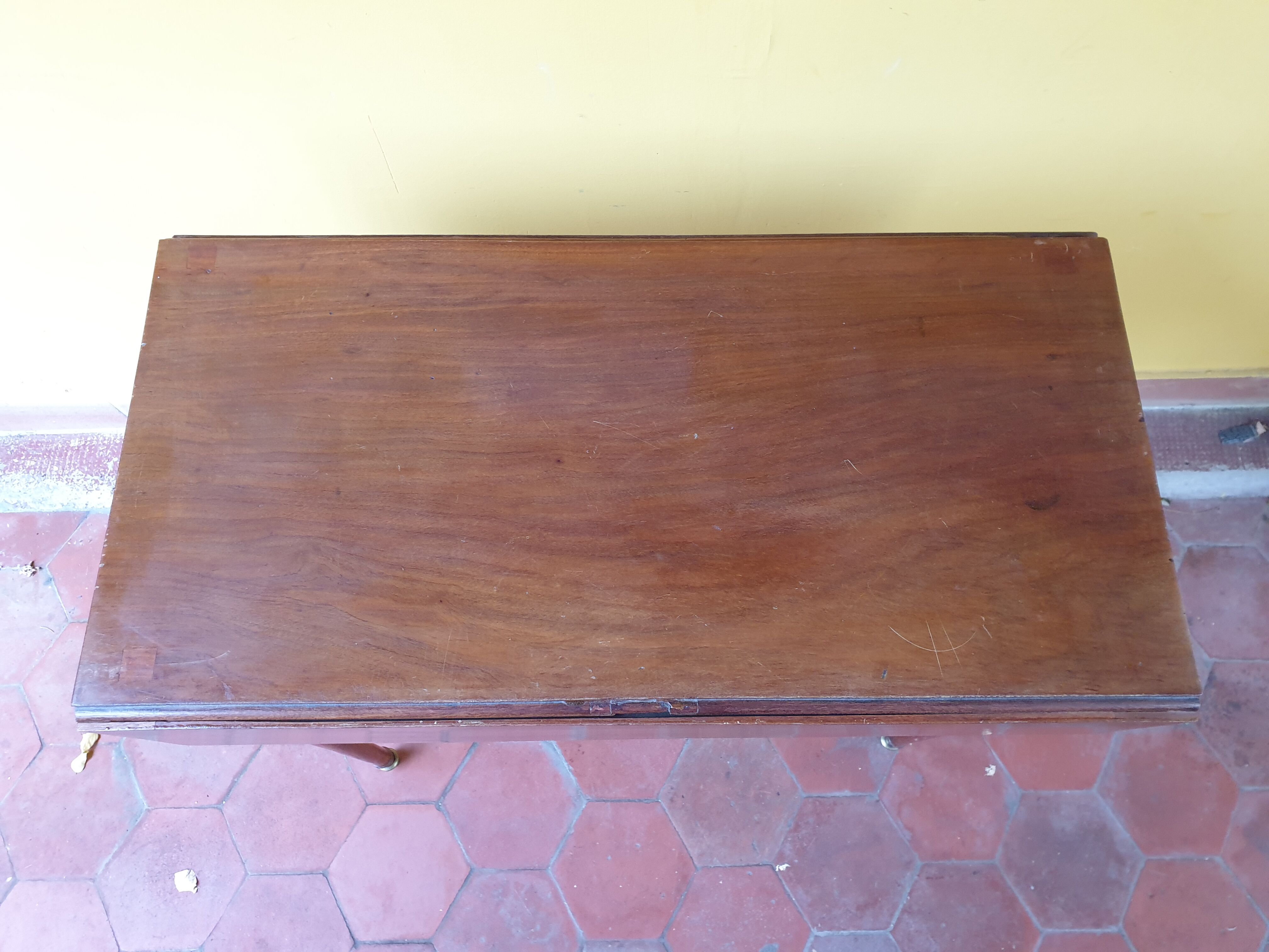 Old table with wooden shutters