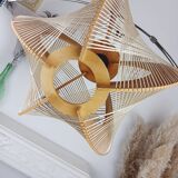 Vintage wood and wicker suspension design