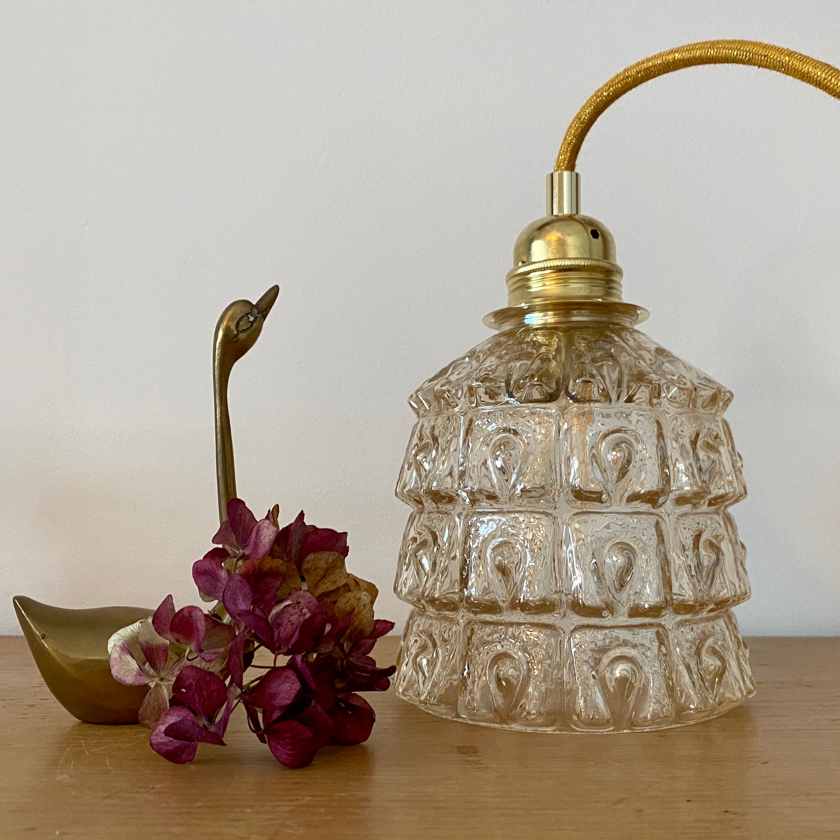 Vintage amber glass globe lamp