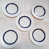 Lot de 5 assiettes à dessert 19,6cm bleues et blanches