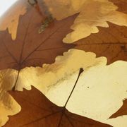 rare vintage PENDANT LAMP resin with maple leaves 1970s hanging lamp