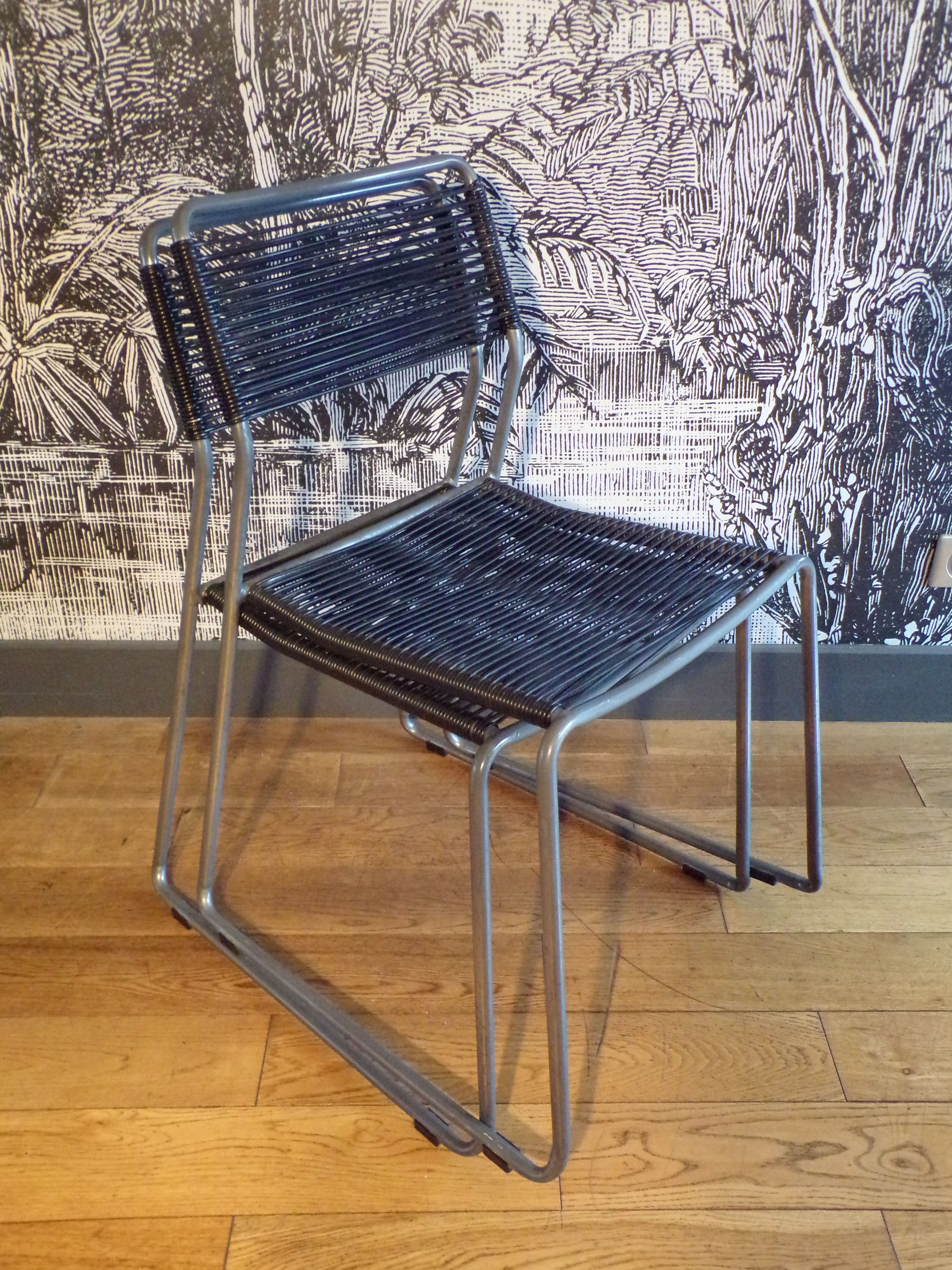 Pair of scoubidou vintage shredded chairs