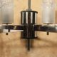 Space age chandelier with 6 lights in chrome and moulded glass by Hillebrand Lighting, 1960s.