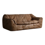 Canapé Sloop Ligne Roset par Michel Ducaroy en cuir cognac, années 1970