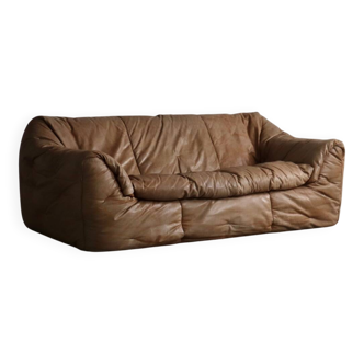 Ligne Roset Sloop sofa by Michel Ducaroy in cognac leather, 1970s