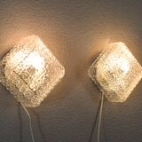 Mid century modern germany cut glass flush mount set 60s