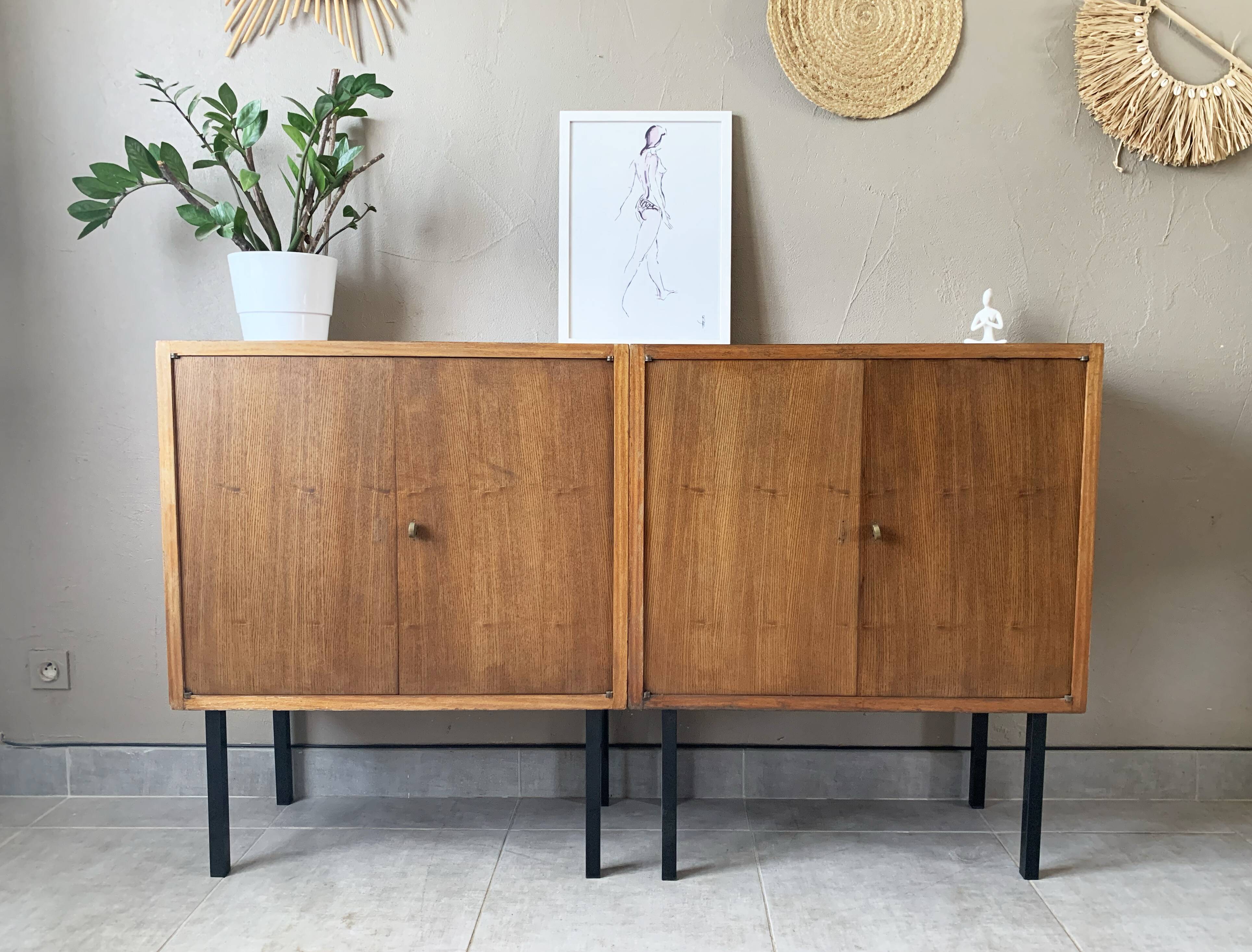 Vintage Scandinavian sideboard 2 modules in oak, 1960s