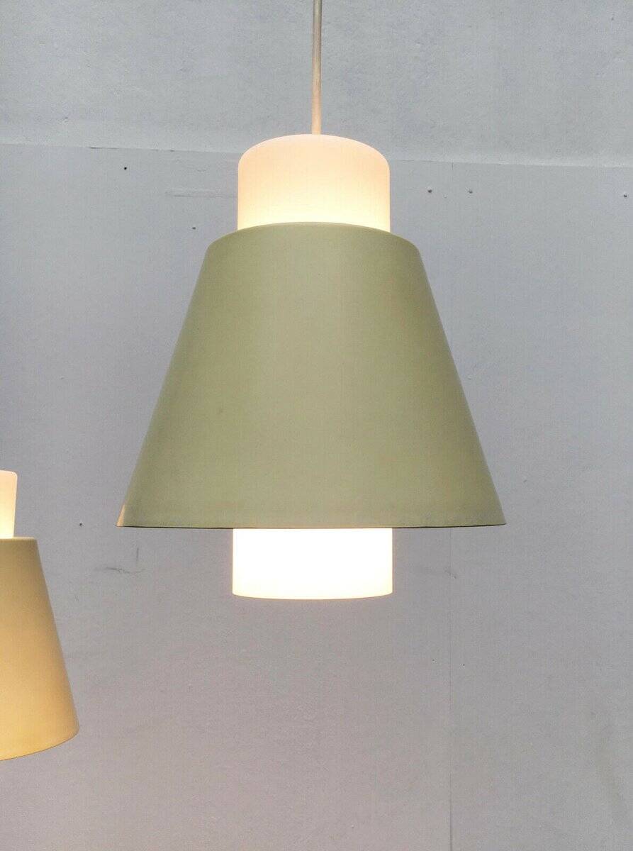 Glass and metal suspensions from the Mid-Century period, set of 2.