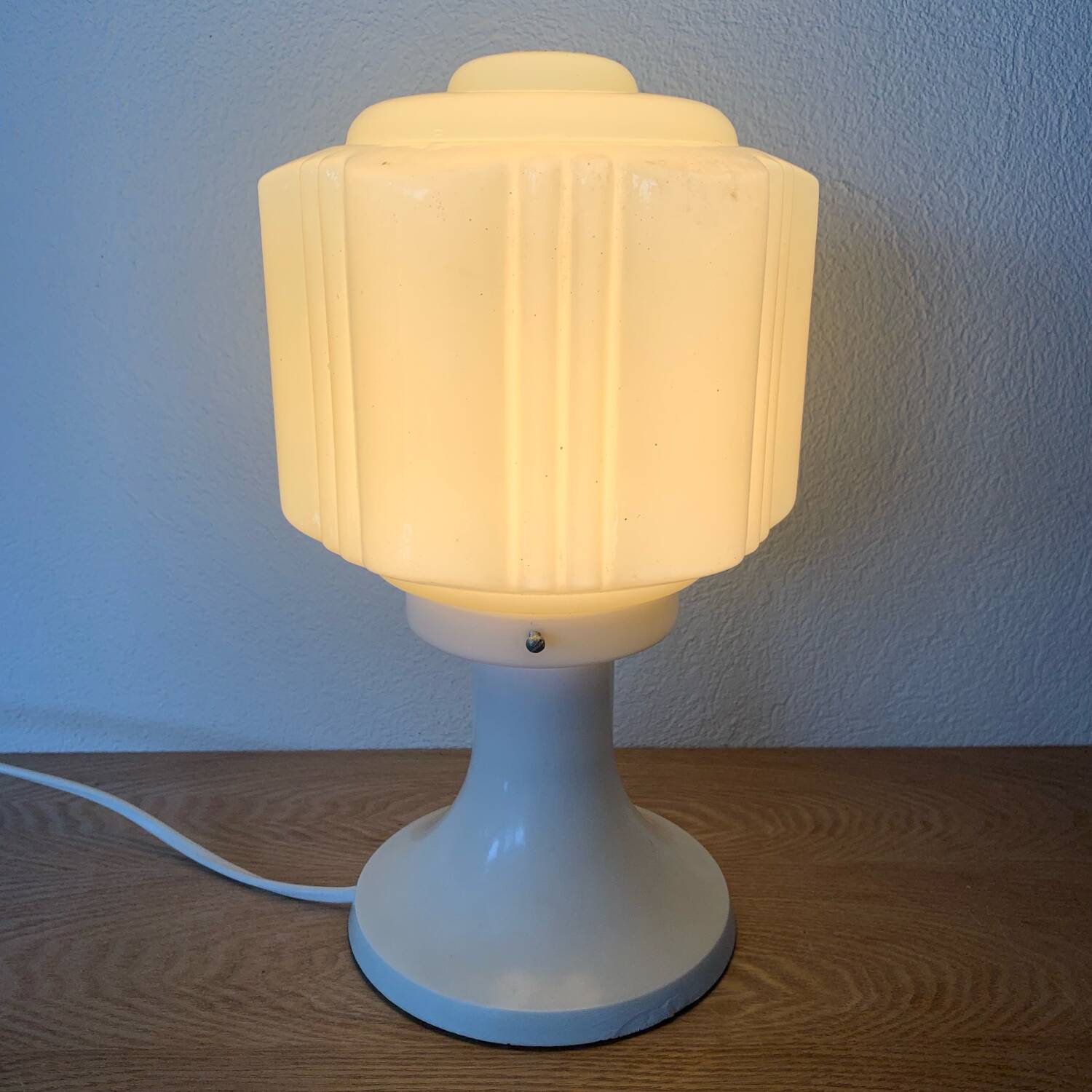 Table Lamp With Globe Thabur Yellow Straw Netherlands 30s-40s