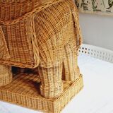 Side table or end of elephant sofa in wicker and rattan 70'