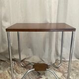 Art Deco pedestal table wood and chrome