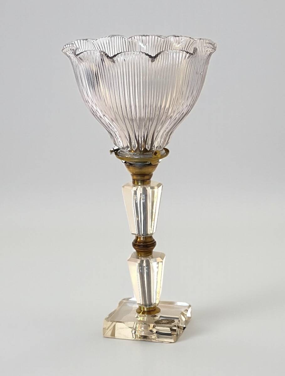 Vintage Holophane glass tulip crystal table lamp